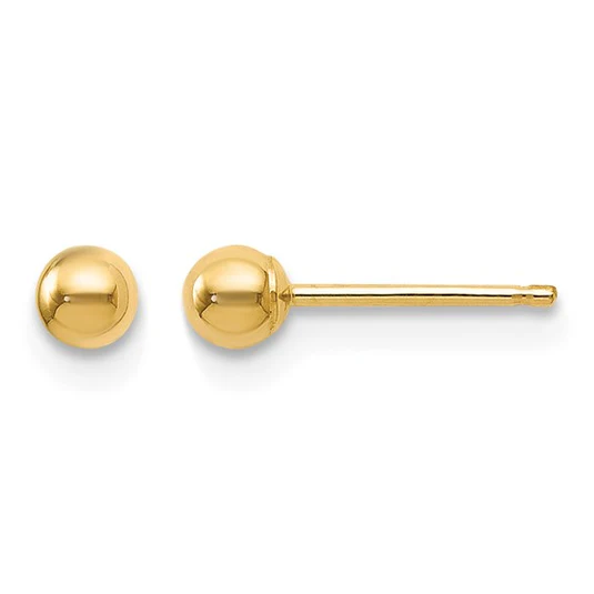 14 Karat Yellow Gold Estate Ball Stud Earrings