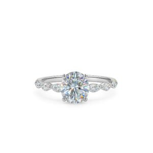 Christmas Sparkle: 14 Karat White Gold Hidden Halo Oval Lab Diamond Engagement Ring - 2.00 Carats