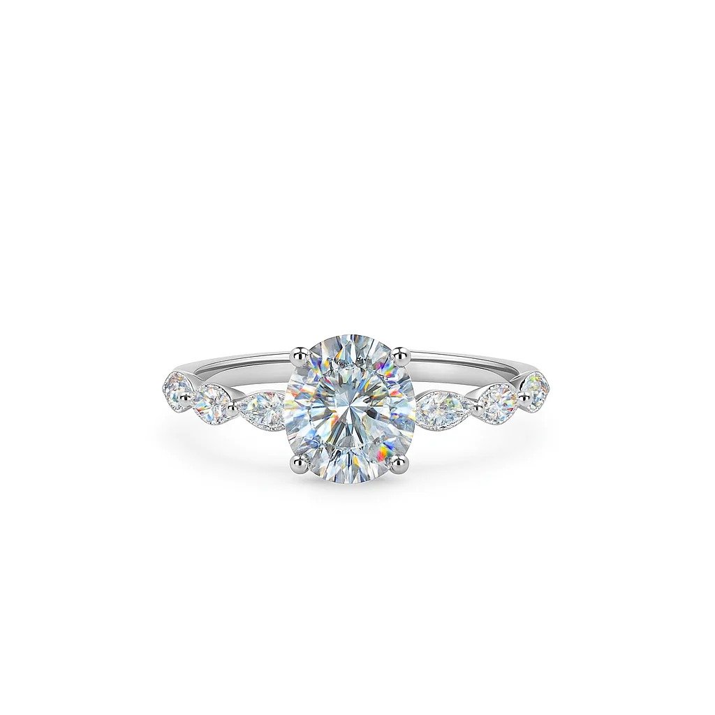 Christmas Sparkle: 14 Karat White Gold Hidden Halo Oval Lab Diamond Engagement Ring - 2.00 Carats