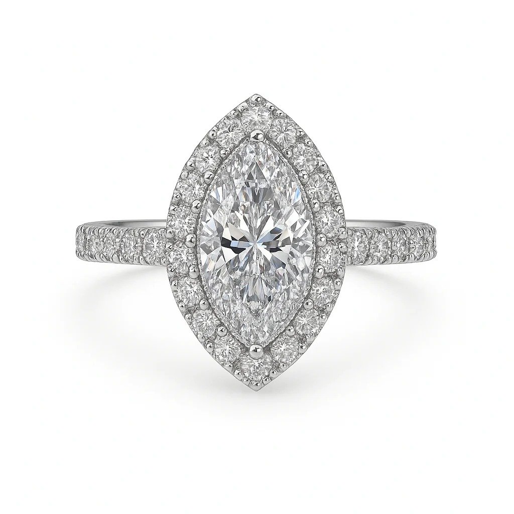 14 Karat White Gold Halo Engagement Mounting