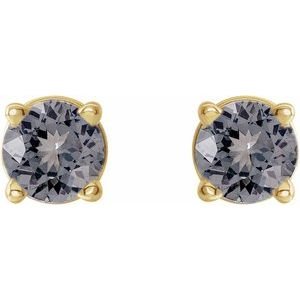 14K Yellow Gold 3 mm Natural Gray Spinel Earrings
