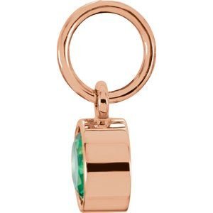 14K Rose Gold Posh Mommy® Imitation Emerald Charm/Pendant