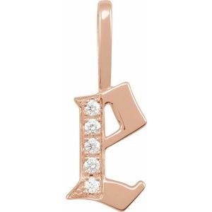 14K Rose Gold .05 CTW Natural Diamond Gothic Initial E Charm/Pendant