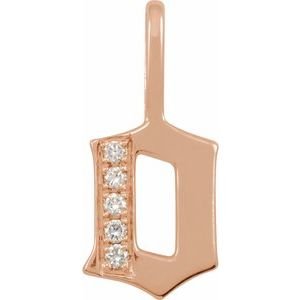 14K Rose Gold .05 CTW Natural Diamond Gothic Initial O Charm/Pendant