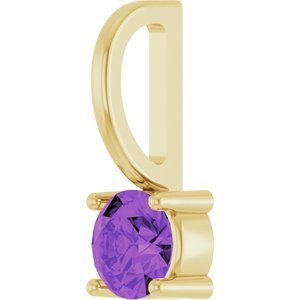 14K Yellow Gold Imitation Amethyst Solitaire Charm/Pendant