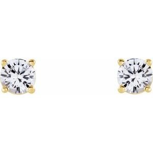 14K Yellow Gold 4 mm Natural White Sapphire Earrings
