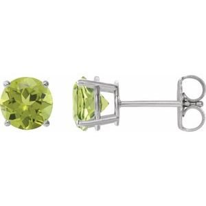 Sterling Silver 8 mm Natural Peridot Earrings