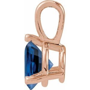 14K Rose Gold Lab-Grown Blue Sapphire Pendant