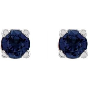 14K White Gold 2.5 mm Natural Blue Sapphire Earrings