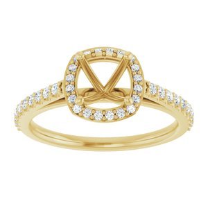 14K Yellow Gold 6x6 mm Cushion 1/4 CTW Lab-Grown Diamond Semi-Set Engagement Ring