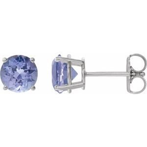 Sterling Silver 7 mm Natural Tanzanite Earrings