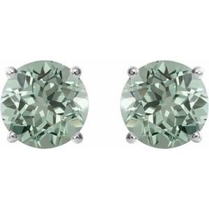 Sterling Silver 8 mm Lab-Grown Green Sapphire Earrings