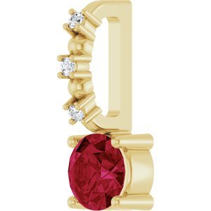 14K Yellow Gold Imitation Ruby & .01 CTW Natural Diamond Charm/Pendant