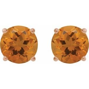 14K Rose Gold 5 mm Natural Citrine Earrings