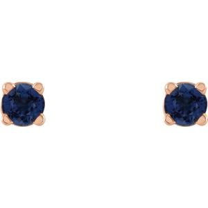 14K Rose Gold 2.5 mm Natural Blue Sapphire Earrings