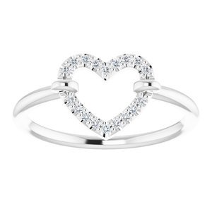 14K White Gold .07 CTW Natural Diamond Heart Ring