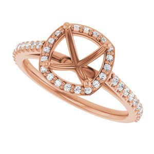 14K Rose Gold 7x7 mm Cushion 1/4 CTW Lab-Grown Diamond Semi-Set Engagement Ring