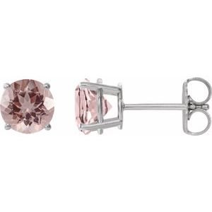 Sterling Silver 7 mm Natural Pink Morganite Earrings