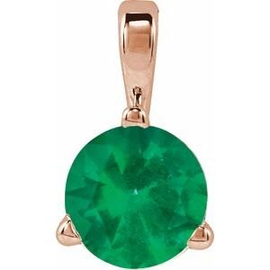 14K Rose Gold Lab-Grown Emerald Pendant