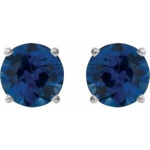 14K White Gold 4 mm Natural Blue Sapphire Earrings