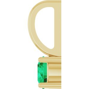 14K Yellow Gold Imitation Emerald Solitaire Charm/Pendant