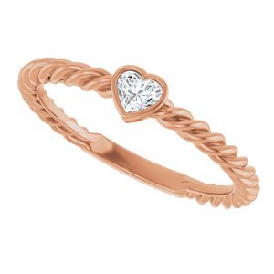 14K Rose Gold 1/6 CT Natural Diamond Bezel-Set Rope Ring