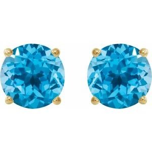 14K Yellow Gold 5 mm Natural Swiss Blue Topaz Earrings