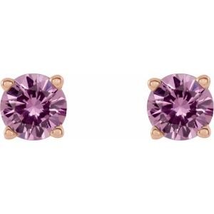 14K Rose Gold 2.5 mm Natural Pink Sapphire Earrings