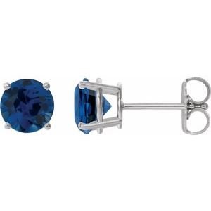 Sterling Silver 8 mm Lab-Grown Blue Sapphire Earrings