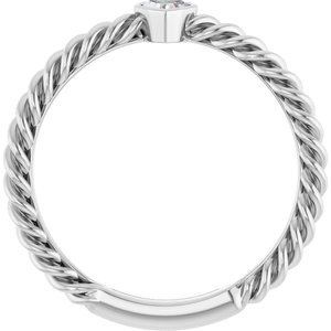 Sterling Silver 1/6 CT Natural Diamond Bezel-Set Rope Ring