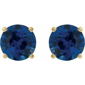 14K Yellow Gold 6 mm Lab-Grown Blue Sapphire Earrings