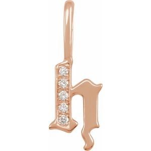 14K Rose Gold .04 CTW Natural Diamond Gothic Initial H Charm/Pendant