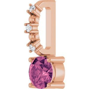14K Rose Gold Imitation Pink Tourmaline & .01 CTW Natural Diamond Charm/Pendant