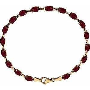 14K Yellow Gold Natural Mozambique Garnet 7.25" Bracelet