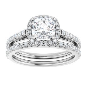 Platinum 6x6 mm Cushion 1/4 CTW Lab-Grown Diamond Semi-Set Engagement Ring