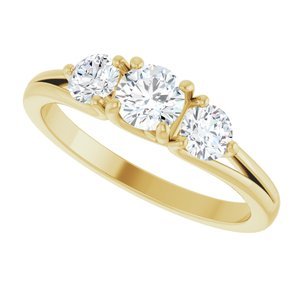 14K Yellow Gold 3/4 CTW Natural Diamond Three-Stone Engagement Ring