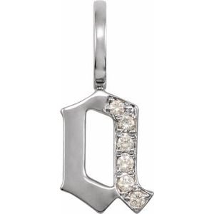 14K White Gold .05 CTW Natural Diamond Gothic Initial A Charm/Pendant