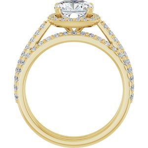 14K Yellow Gold 7x7 mm Cushion 1/4 CTW Lab-Grown Diamond Semi-Set Engagement Ring