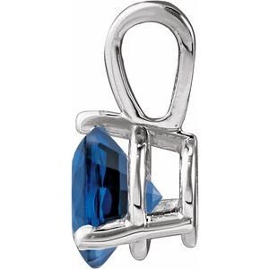 14K White Gold Lab-Grown Blue Sapphire Pendant