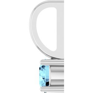 14K White Gold Imitation Aquamarine Solitaire Charm/Pendant
