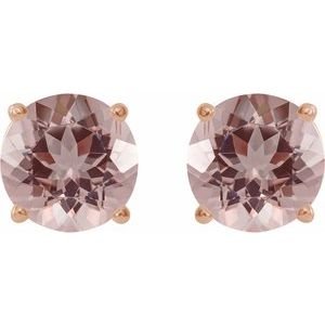14K Rose Gold 6 mm Natural Pink Morganite Earrings