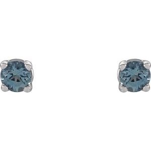 14K White Gold 2.5 mm Natural Aquamarine Earrings