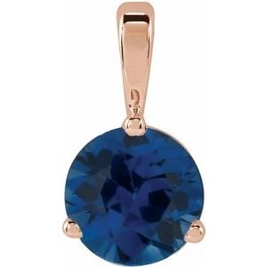 14K Rose Gold Lab-Grown Blue Sapphire Pendant
