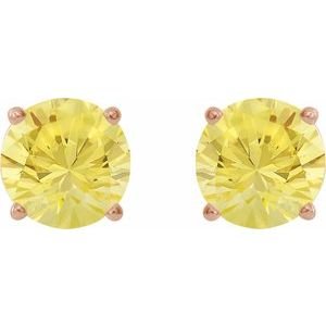 14K Rose Gold 8 mm Lab-Grown Yellow Sapphire Earrings