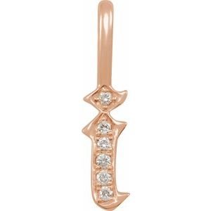 14K Rose Gold .05 CTW Natural Diamond Gothic Initial I Charm/Pendant
