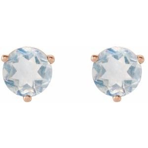 14K Rose Gold Natural Blue Sheen Moonstone Earrings