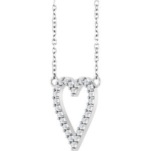 14K White Gold 1/6 CTW Natural Diamond Heart 18" Necklace