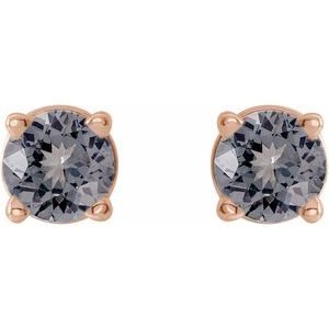 14K Rose Gold 3 mm Natural Gray Spinel Earrings