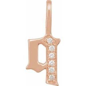 14K Rose Gold .045 CTW Natural Diamond Gothic Initial Q Charm/Pendant