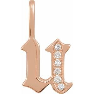 14K Rose Gold .06 CTW Natural Diamond Gothic Initial U Charm/Pendant